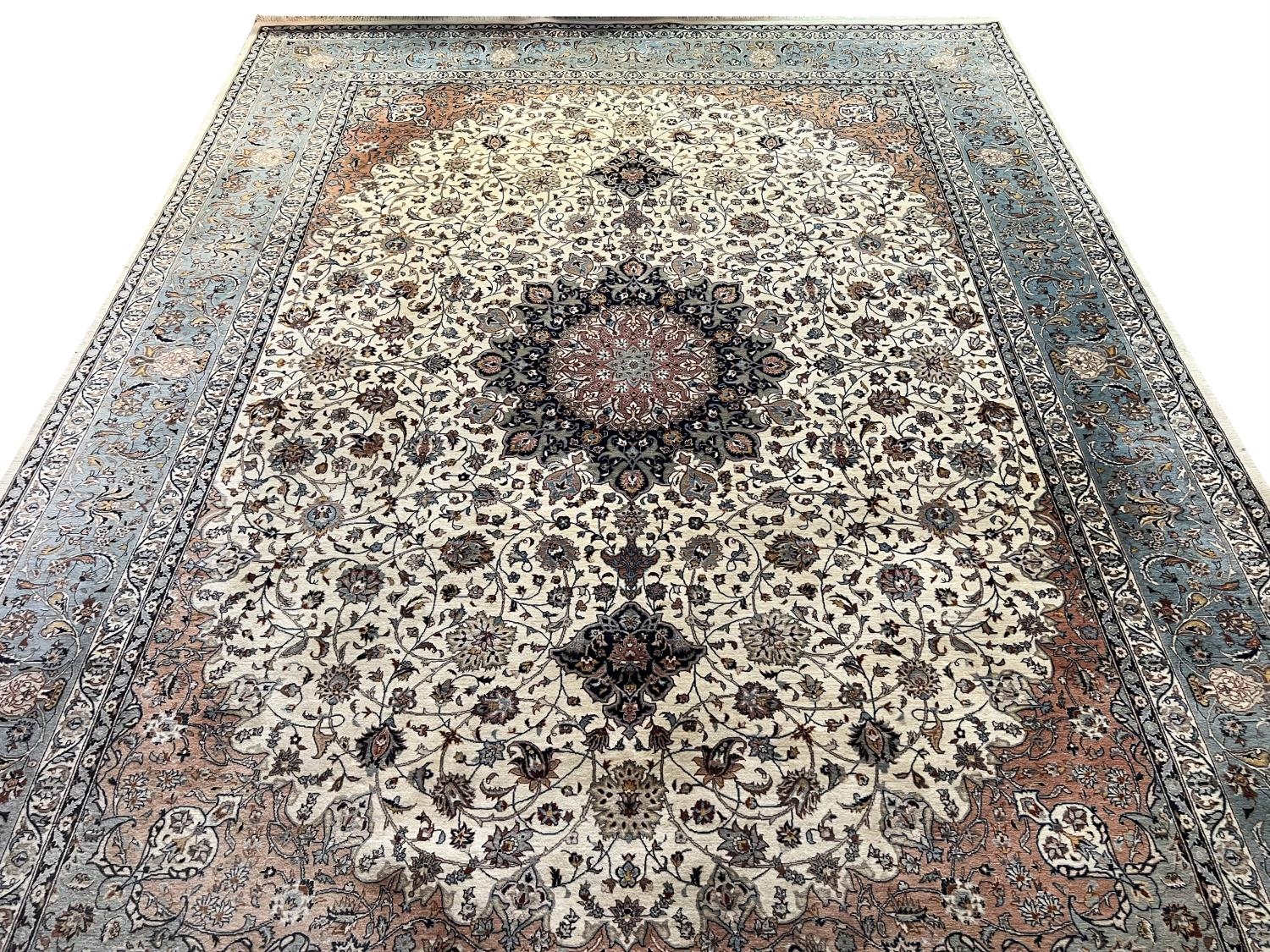 INDIAN ISPHAHAN DESIGN CARPET, 370cm x 278cm.