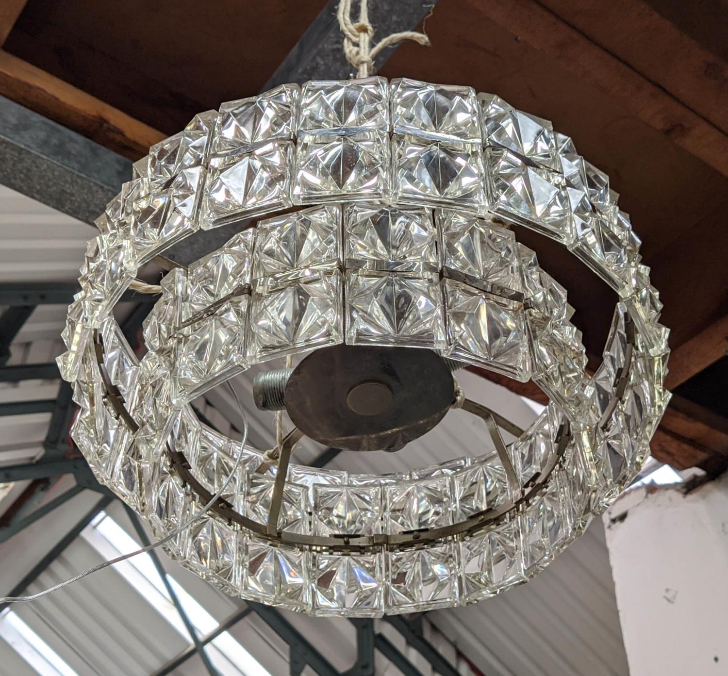 CHANDELIER, vintage 1960's Austrian cut crystal and nickel, 38cm diam.