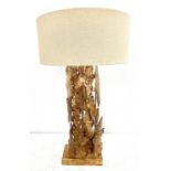 TABLE LAMP, 88cm x 50cm, abstract gilt metal design, with shade.