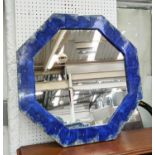 FAUX LAPIS LAZULI FRAMED WALL MIRROR, 67cm diam.