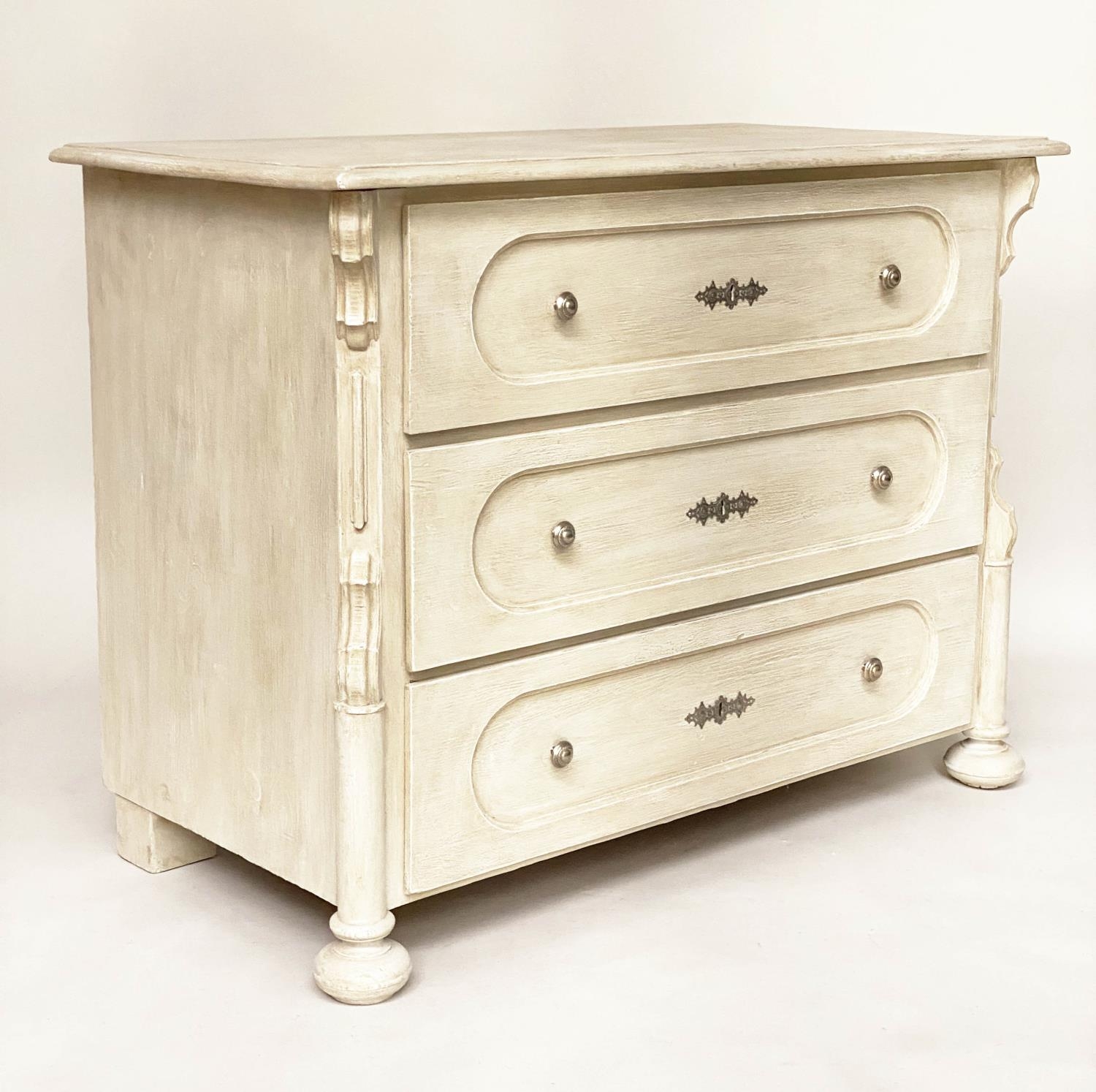 COMMODE, 19th century French Napoleon III grey painted with three long drawers, 106cm x 80cm H x - Image 2 of 8