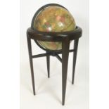 REPLOGLE 16 INCH LIBRARY GLOBE, mid 20th century American on birch stand, 100cm H x 53cm.