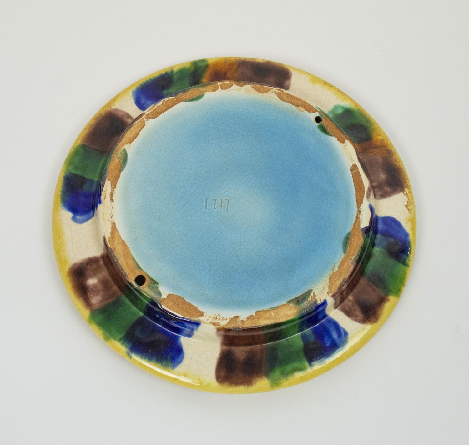 MAJOLICA CHEESE DOME, after George Jones, 30cm H x 26cm W, 'apple blossom pattern', cobalt blue - Image 4 of 8