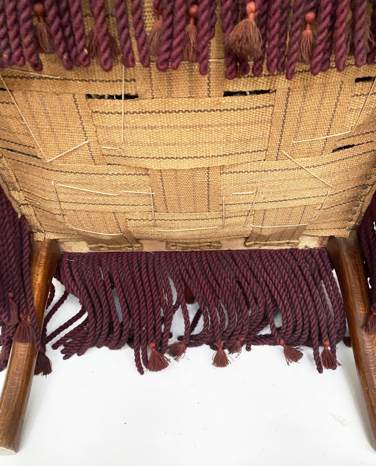 VICTORIAN PARLOUR CHAIR, retaining original, almost as new, crimson brocade and rope and tassle - Image 2 of 8