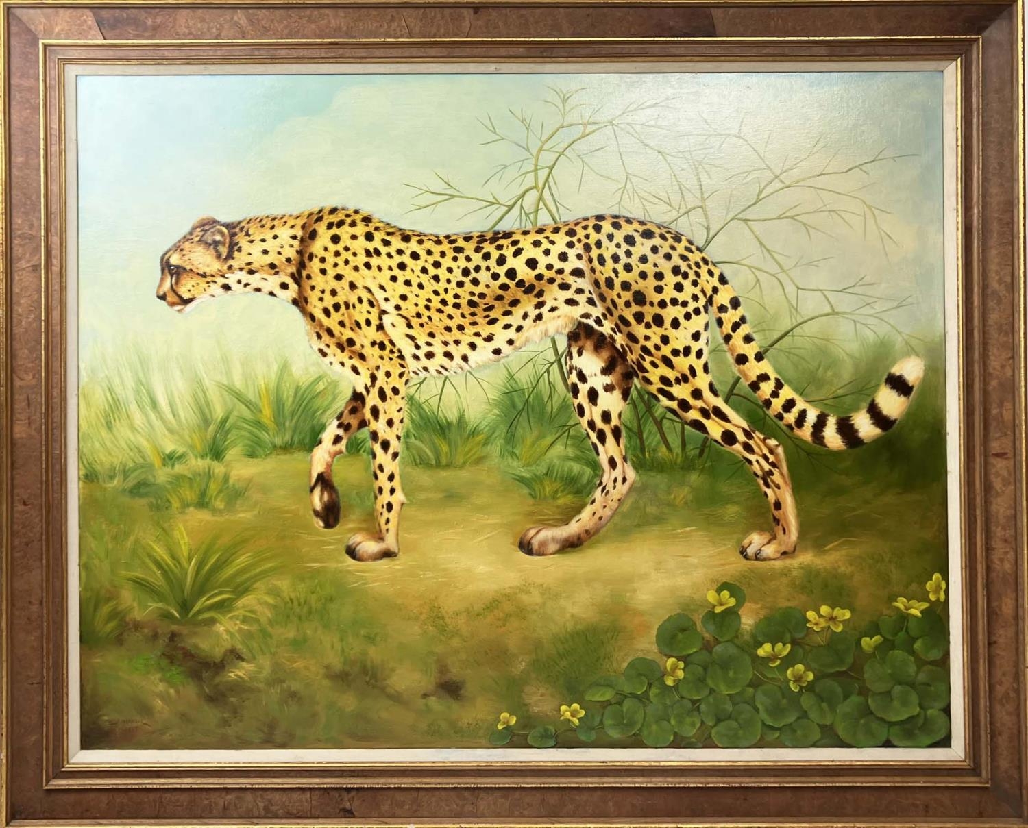 JAIME MANRIQUE-PALACIN (born Burgos Spain 1940) 'Cheetah', oil on canvas 97cm x 127cm, signed and