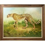 JAIME MANRIQUE-PALACIN (born Burgos Spain 1940) 'Cheetah', oil on canvas 97cm x 127cm, signed and