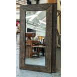 WALL MIRRORS, a pair, 91cm x 183cm, Moroccan style textured frame design. (2)