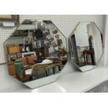 WALL MIRRORS, a pair, octagonal shape, gilt frames, 74cm diam. (2)