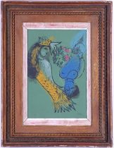 MARC CHAGALL, La Sirene (the mermaid) rare woodcut in colours, signed in the plate, 1949, 33cm x