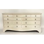 LOW CHEST, George III design grey painted with nine drawers, 152cm x 49cm x 76cm H.