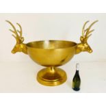 CHAMPAGNE BATH, 54cm high, 75cm wide, 47cm deep, gilt metal with stags head handles.