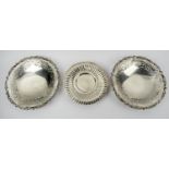 SILVER DISHES, a pair, pierced and etched with Egyptian marks along with a gadrooned rim silver