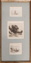 JOHN VARLEY (1778-1842) 'Landscapes and Seascapes' ink and wash, varying sizes, six in two frames.