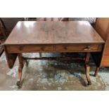 SOFA TABLE, 73cm H x 106cm x 68cm, 182cm open, Regency mahogany and rosewood crossbanded, circa