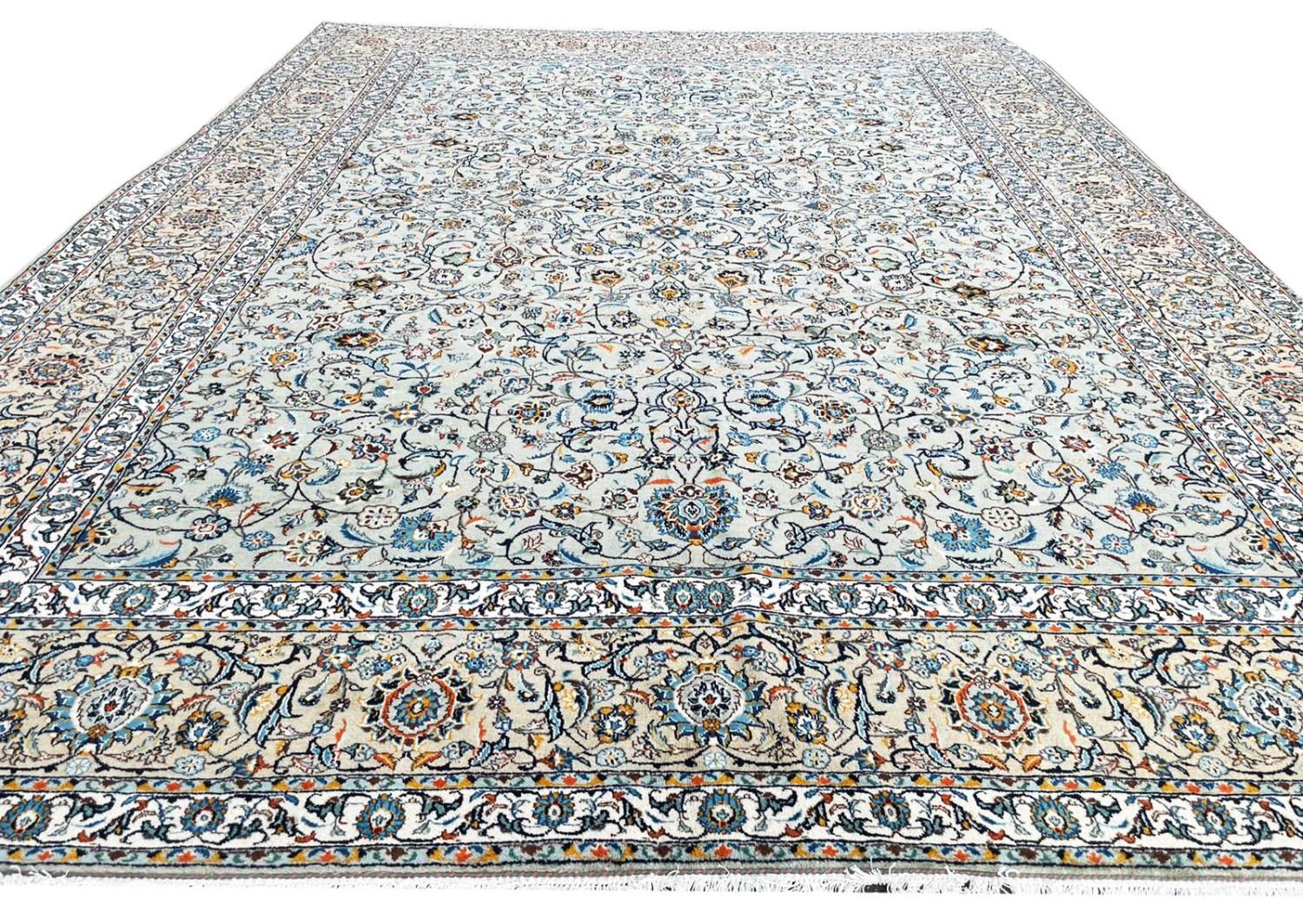 FINE PERSIAN JADE KASHAN CARPET, 440cm x 330cm.