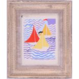 SONIA DELAUNAY, colour pochoir number 25, Sailboats, suite: Compositions Couleurs Idees, issued by