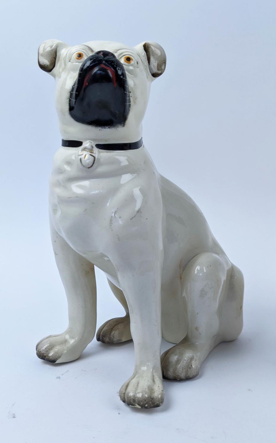 STAFFORDSHIRE PUG DOGS, an opposing pair, late 19th century, 27cm H. - Image 2 of 5
