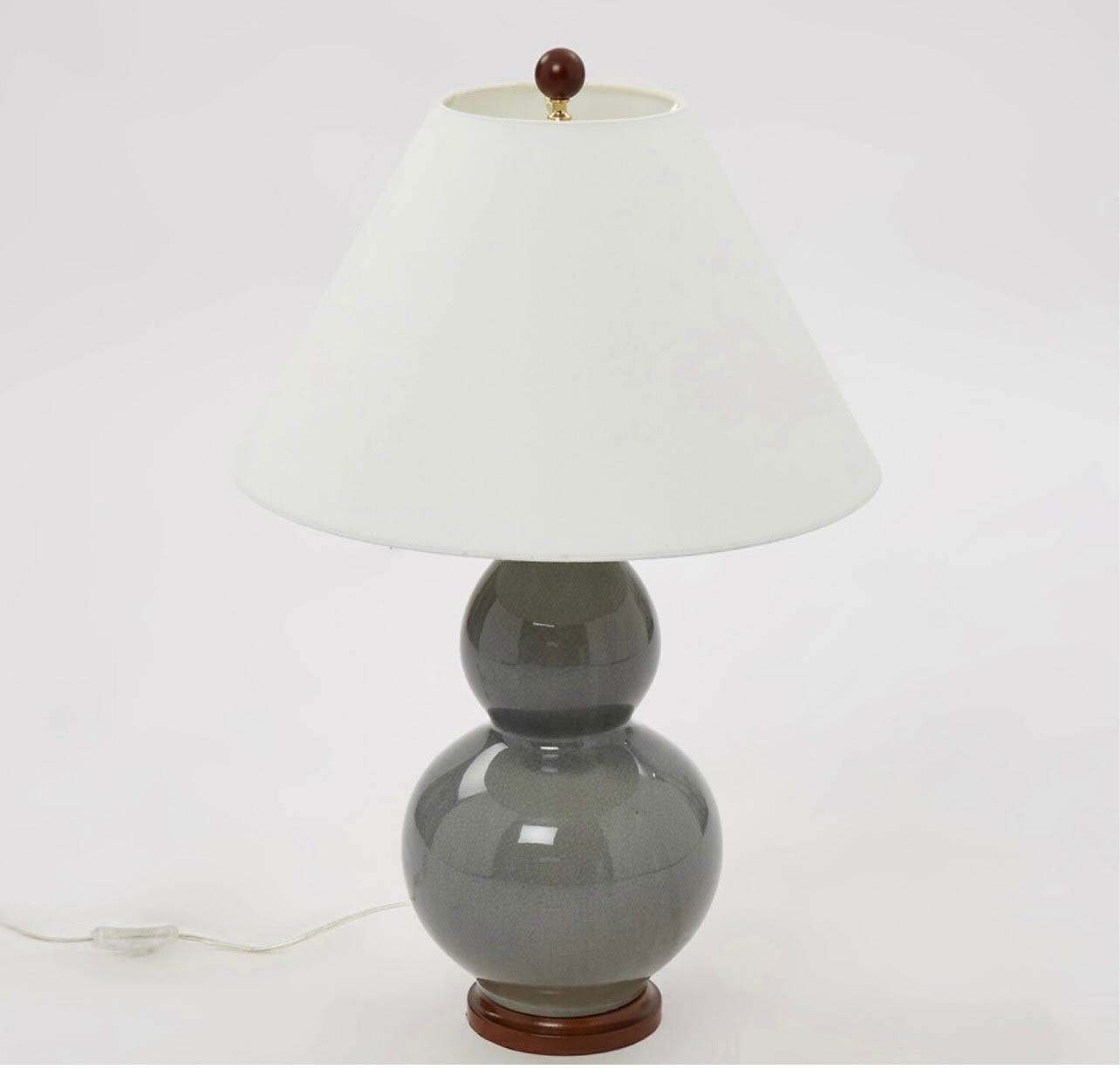 LAUREN RALPH LAUREN TABLE LAMPS, a pair, with shades, double gourd form, 55cm H. (2)