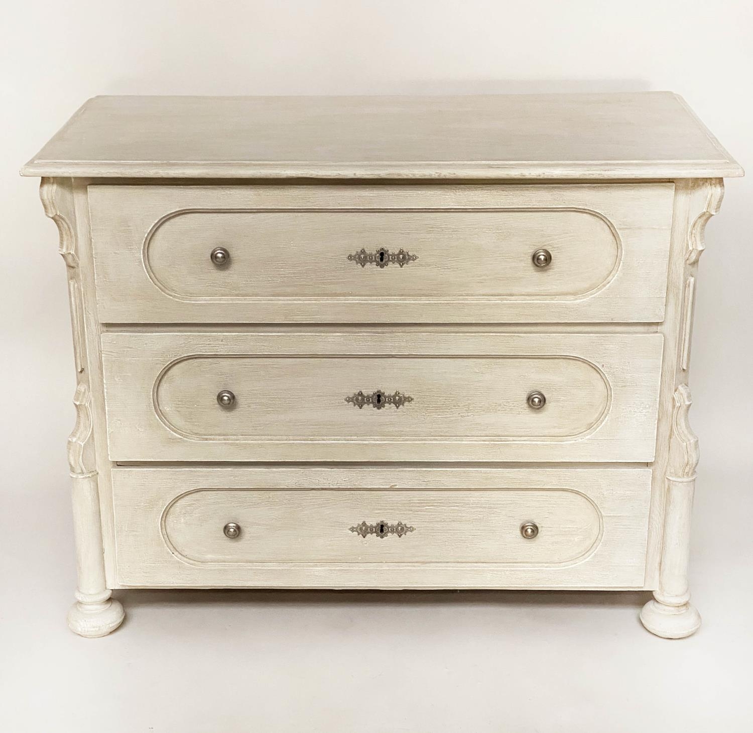 COMMODE, 19th century French Napoleon III grey painted with three long drawers, 106cm x 80cm H x - Image 8 of 8