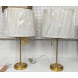 LAUREN RALPH LAUREN TABLE LAMPS, a pair, with shades, glass and gilt, 71cm H in total. (2)