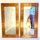 WALL MIRRORS, a pair,180cm high, 91cm wide, 1970s Italian style, coppered frames (2)