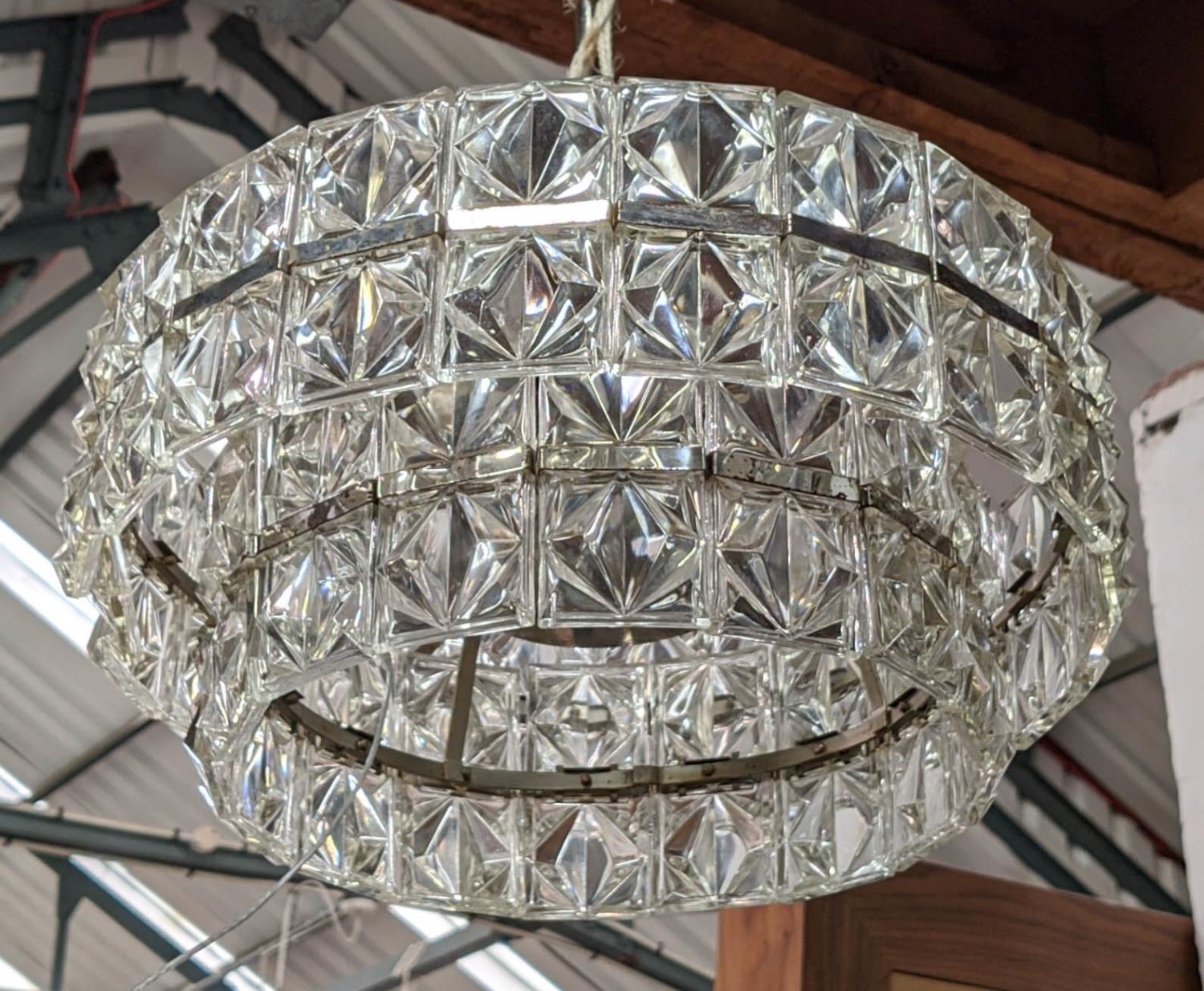 CHANDELIER, vintage 1960's Austrian cut crystal and nickel, 38cm diam. - Image 2 of 4