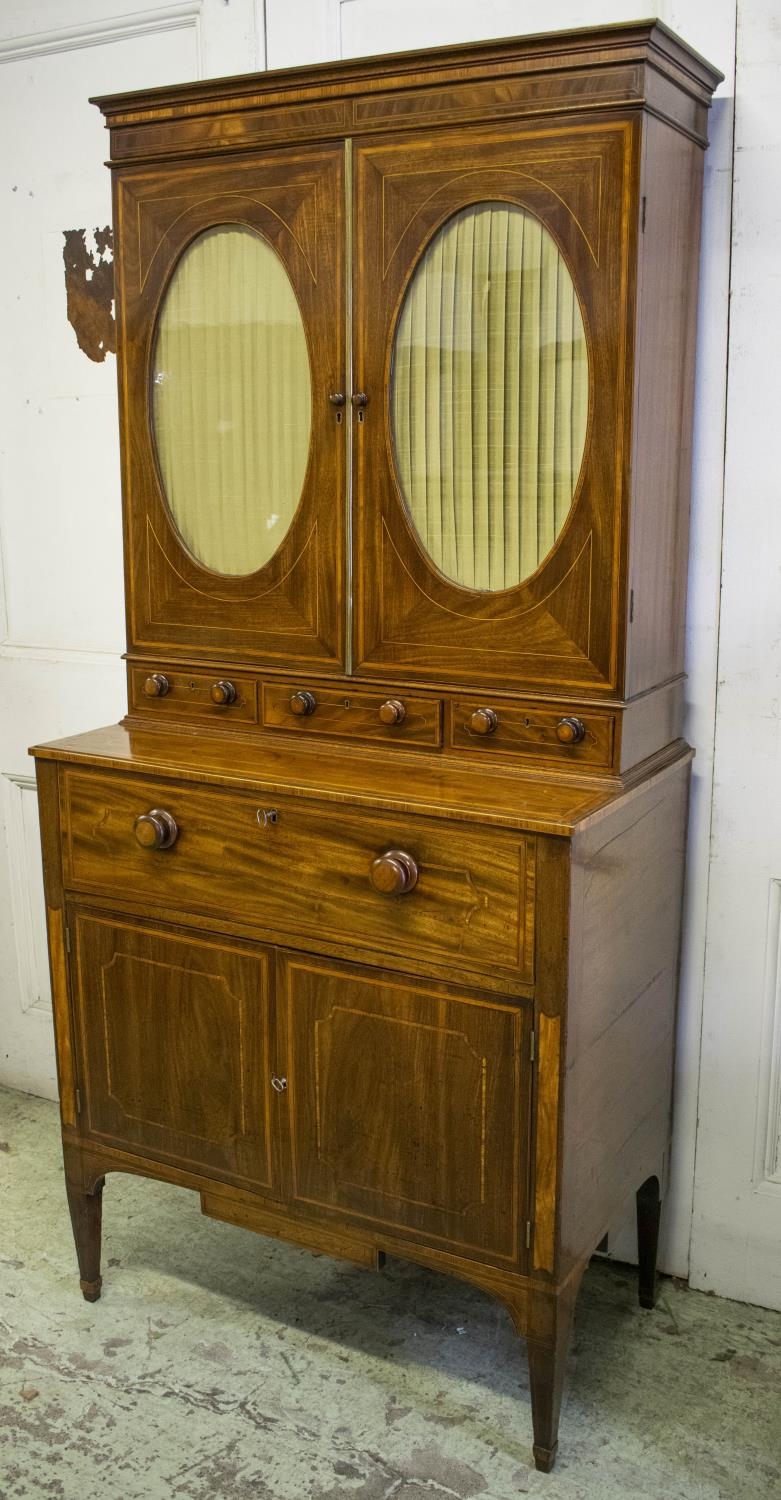 SECRETAIRE CABINET, 190cm H x 87cm W x 49cm D, George III mahogany and satinwood, circa 1800, with - Bild 2 aus 10