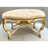 HALL SEAT, 112cm x 70cm x 80cm, French Rococo style, Cabriole legs, silk upholstered seat.