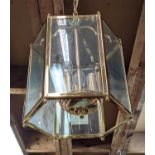 HALL LANTERN, 91cm drop in total, Victorian style, gilt metal and glazed.