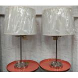 LAUREN RALPH LAUREN TABLE LAMPS, a pair, 73cm H polished metal and glass with shades. (2)