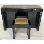 MINI PIANO, Art Deco Eavestaff with ebonised and chrome mounted case, 130cm W x 85cm H x 41cm D.