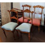 SIDE CHAIRS, a pair, each 42cm wide, 19th century Swedish birch with red seats and another similar