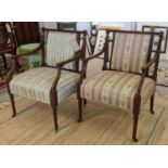 OPEN ARMCHAIRS, a pair each 61cm W x 56cm D, George III mahogany, circa 1800, with reeded arms,