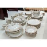 GRINDLEY CREAM PETAL PART DINNER SET, 12 dinner plates, 10 dessert plates, 6 soup dishes, 4 bowls, 7
