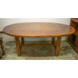 OVAL DINING TABLE, 129cm D x 200cm W x 78cm H, rustic construction.