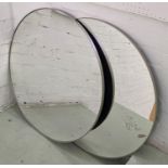 CIRCULAR WALL MIRRORS, a pair, 80cm diam, each, silvered finish frames. (2)