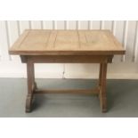 EXTENDING DINING TABLE, early 20th century oak rectangular planked and cleated extending with two