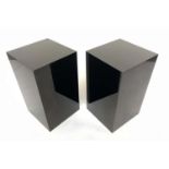 LAMP TABLE PLINTHS, a pair, black polished lucite square section form. (2)