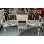 GARDEN COMPANION SEAT, 155cm W French Provincial style painted metal.