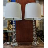 TABLE LAMPS, a pair, 87cm H in Art Deco style, with sand coloured shades. (2)