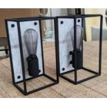 BUSTER + PUNCH LONDON CAGED WALL LIGHTS, a pair, with crystal bulbs, 17cm x 18cm x 30cm. (2)