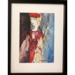ELDAR KAVSHBAIA (1963), 'Girl with Violin', oil on paper, 43cm x 30cm, signed and dated 2009,