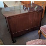 COCKTAIL CABINET, 92cm x 82cm H x 46cm, mid 20th century mahogany with a rising bottle compartment