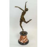 BRONZE FIGURE, early 20th century style manner of Bruno Zach (1891-1945), a leaping dancer, signed