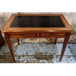 WRITING TABLE, 100cm W x 60cm D x 70cm H, Directoire style cherrywood with an inlaid leather writing