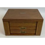 DISPLAY CABINET, early 20th century adapted from a canteen of cutlery, rising lid opening to