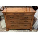 COMMODE, 90cm H x 56cm D x 121cm W, mid 19th century Louis Philippe fruitwood with five drawers.