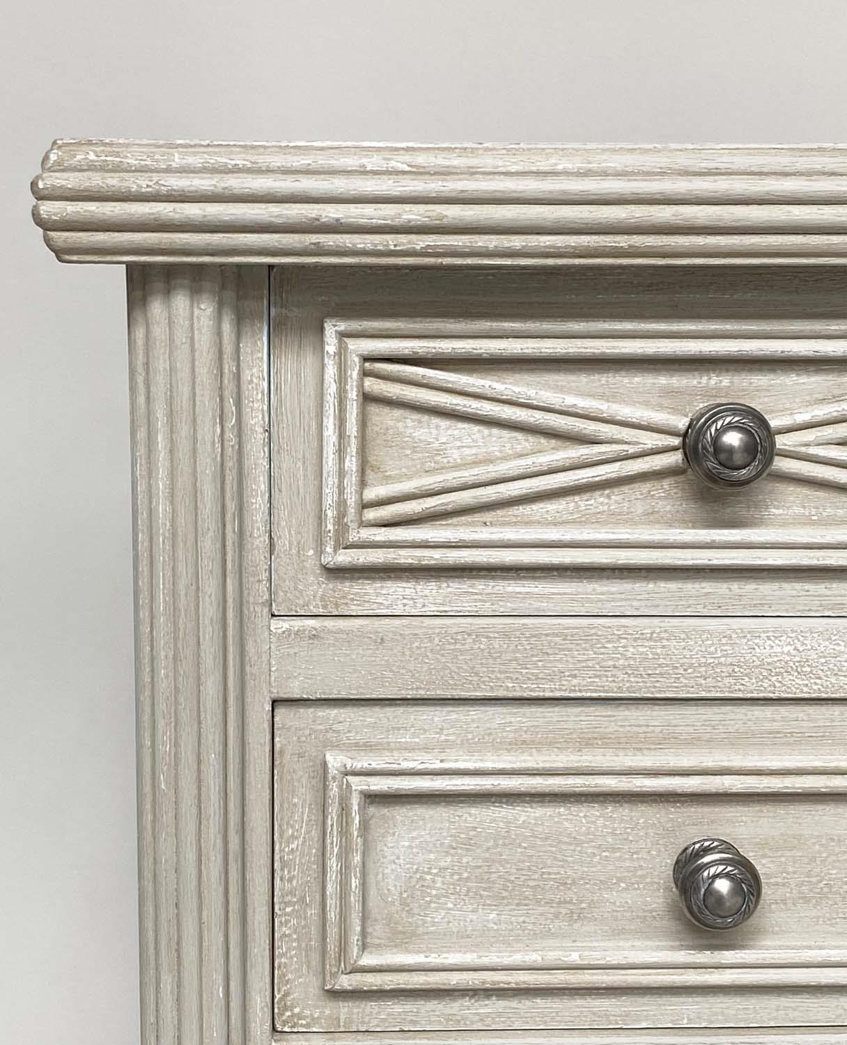 COMMODE, continental style grey painted with two short and three long drawers, gilt highlights and - Image 3 of 3