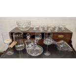 A COLLECTION OF GLASS, including Tiffany and Co crystal Atlas Roman numeral bowl, a Zwiesel decanter