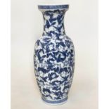 BUTTERFLY VASE, Chinese blue and white ceramic with all over butterfly design, 52cm H.